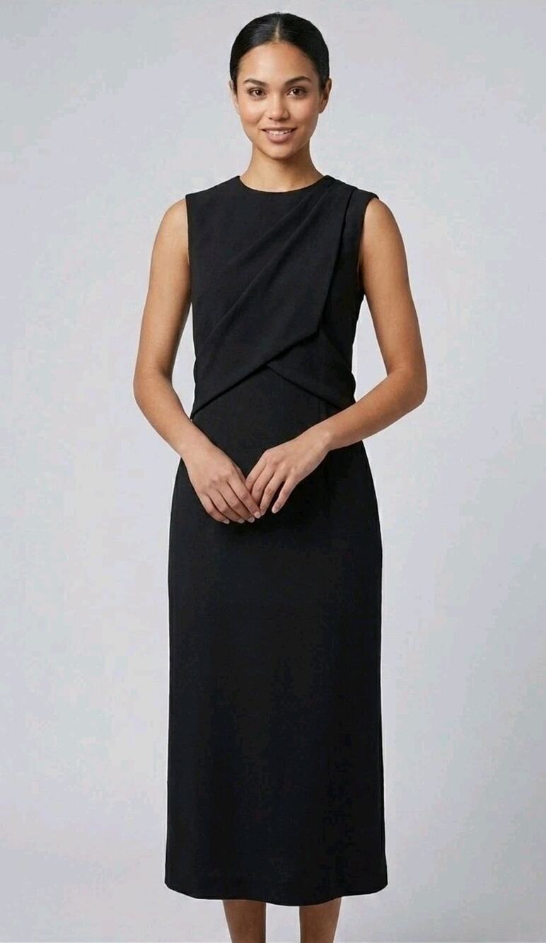 Victoria Beckham Black Sleeveless Midi Dress New US 10